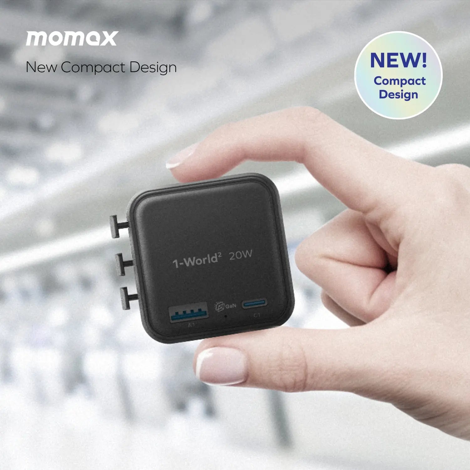 Momax 2-Port 20W GaN Travel Charger USB-C & USB-A