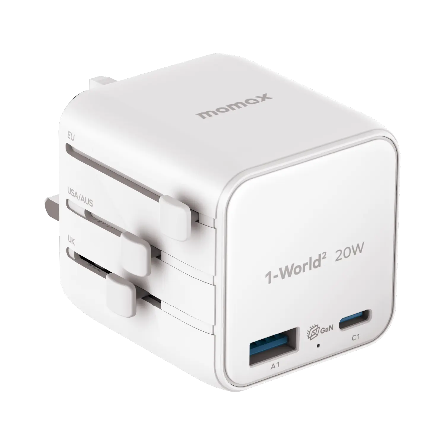 Momax 2-Port 20W GaN Travel Charger  USB-C & USB-A