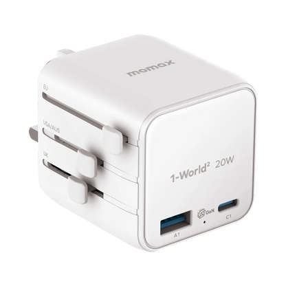 Momax 2-Port 20W GaN Travel Charger  USB-C & USB-A