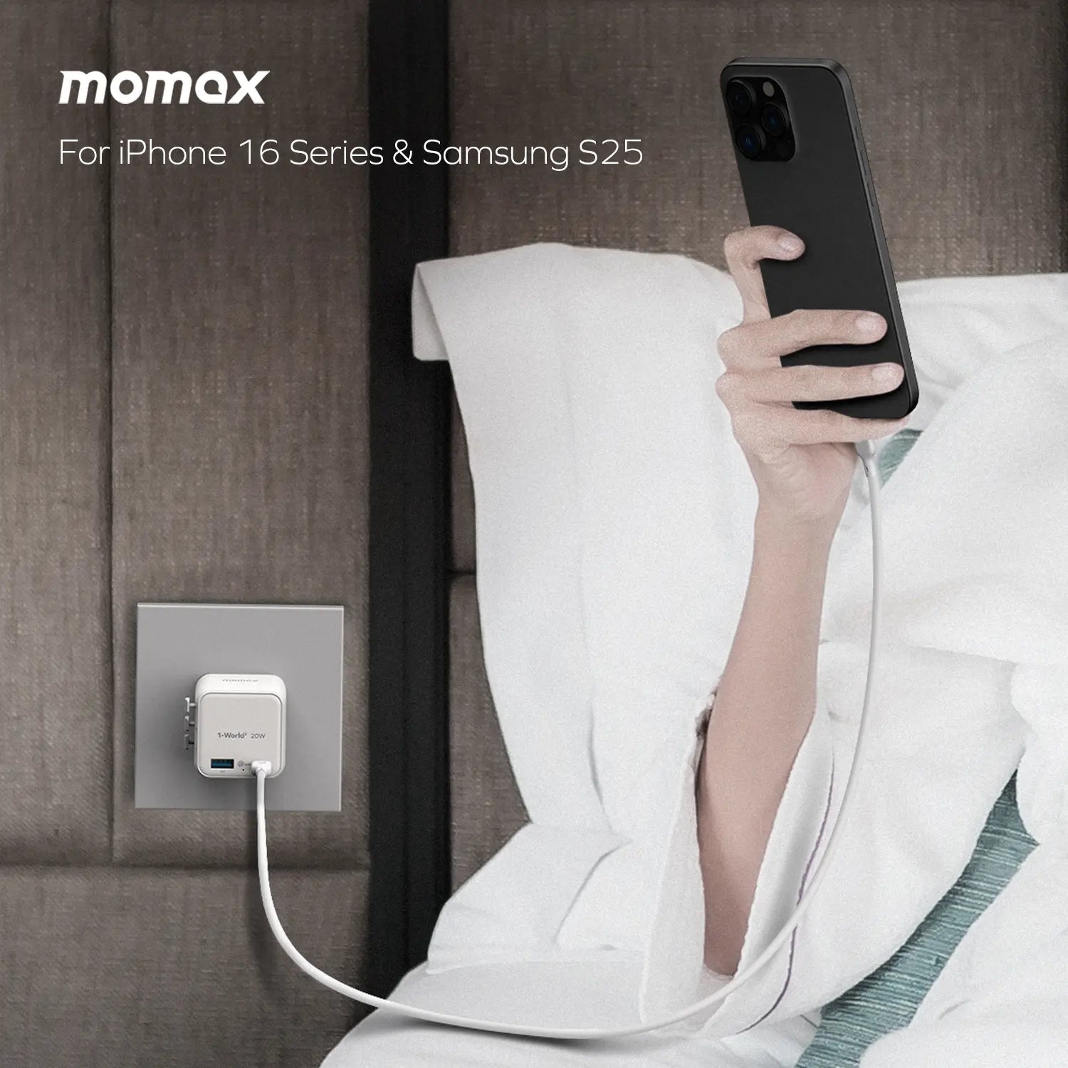 Momax 2-Port 20W GaN Travel Charger  USB-C & USB-A