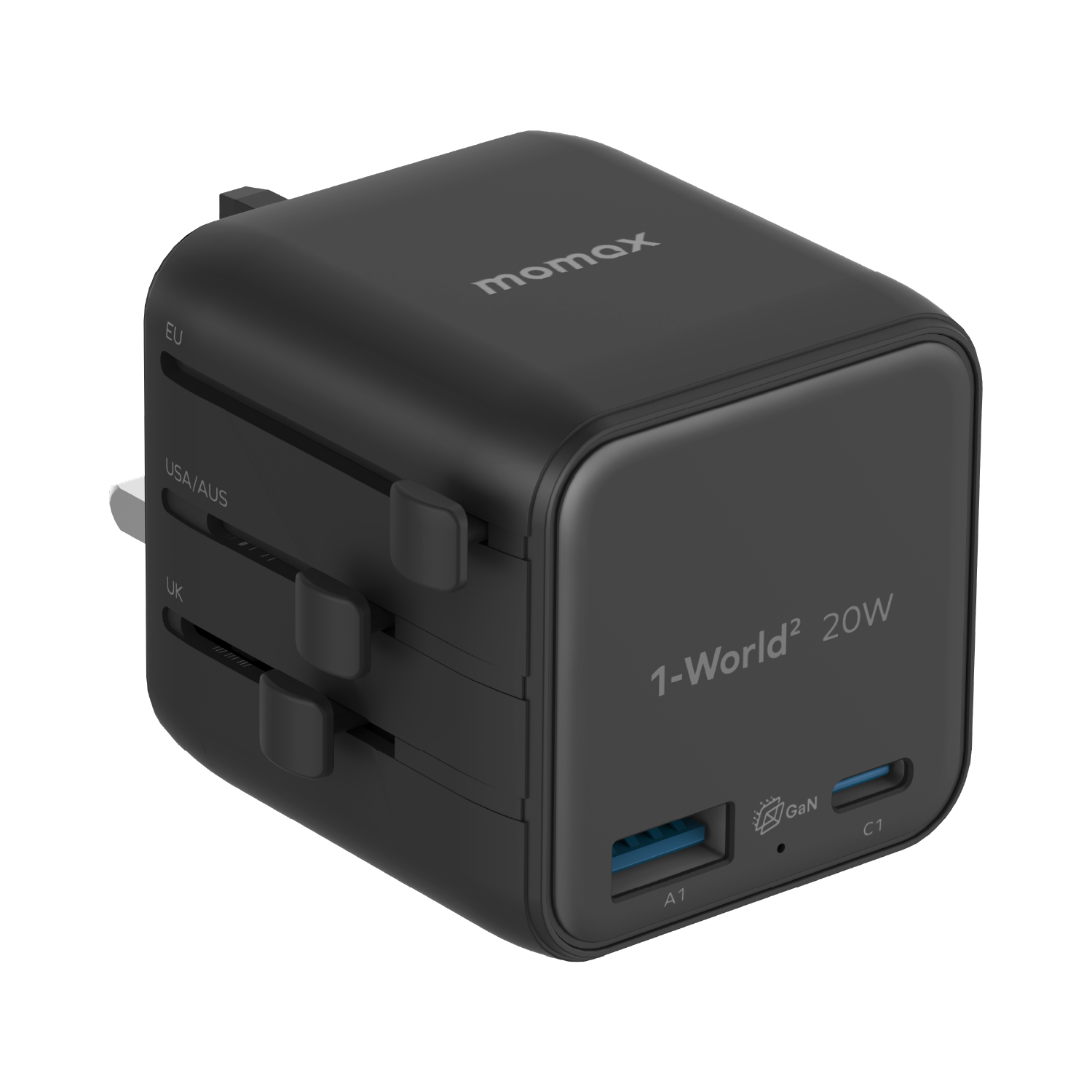 Momax 2-Port 20W GaN Travel Charger  USB-C & USB-A