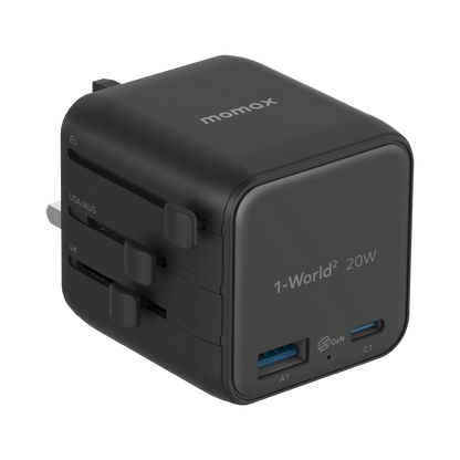 Momax 2-Port 20W GaN Travel Charger  USB-C & USB-A