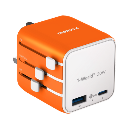 Momax 2-Port 20W GaN Travel Charger  USB-C & USB-A